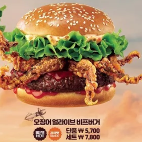 오징어 얼라이브 비프 버거