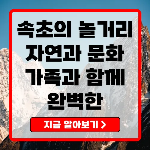 속초놀거리 자연과 문화의 만남, 즐길거리 총정리