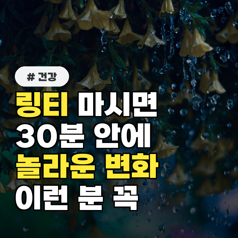 링티 마시면 30분 안에 생기는 놀라운 변화, 이런 사람 꼭 드세요!