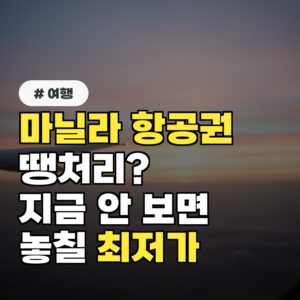 마닐라 항공권 땡처리? 지금 안 보면 놓칠 최저가 찾는 3가지 팁