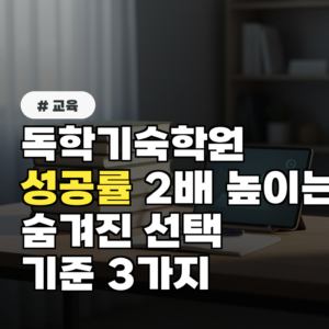 독학 기숙학원, 성공률 2배 높이는 숨겨진 선택 기준 3가지