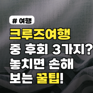 크루즈여행 중 후회하는 3가지? 놓치면 손해 보는 꿀팁