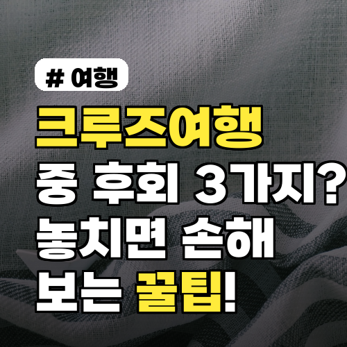 크루즈여행 중 후회하는 3가지? 놓치면 손해 보는 꿀팁