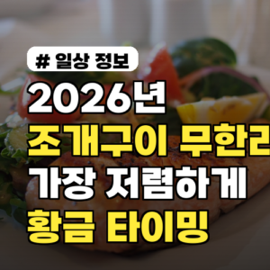 2026년 조개구이 무한리필, 가장 저렴하게 즐기는 황금 타이밍