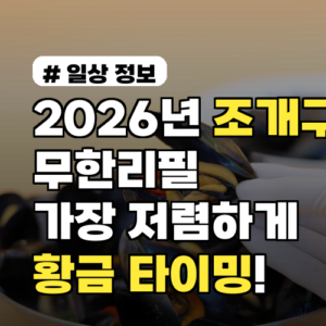 2026년 조개구이 무한리필, 가장 저렴하게 즐기는 황금 타이밍