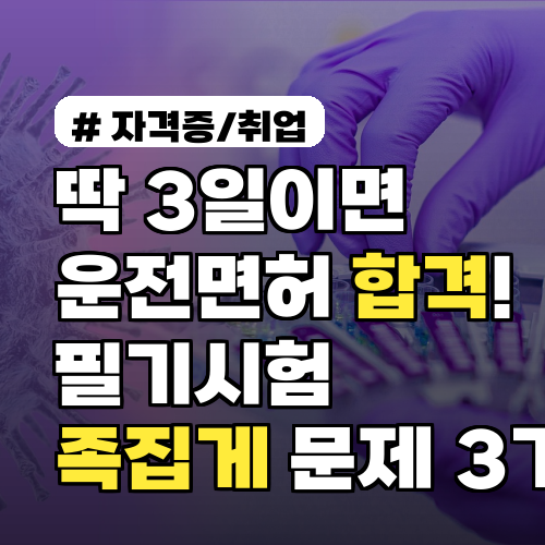 딱 3일이면 합격! 운전면허 필기시험 족집게 문제 3가지