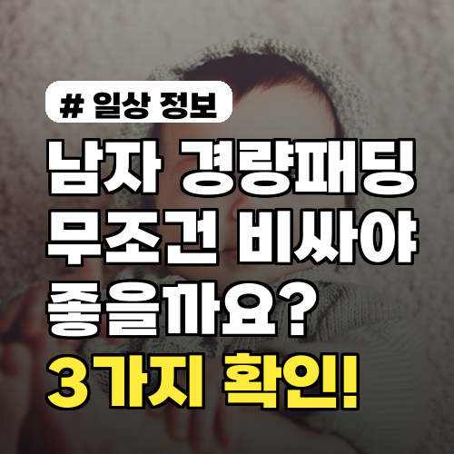 남자 경량패딩, 무조건 비쌀수록 좋다? 구매 전 꼭 확인할 3가지