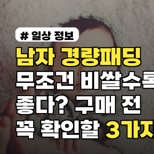 남자 경량패딩, 무조건 비쌀수록 좋다? 구매 전 꼭 확인할 3가지