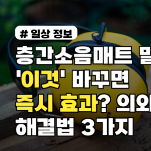 층간소음매트 말고 ‘이것’ 바꾸면 즉시 효과? 의외의 해결법 3가지