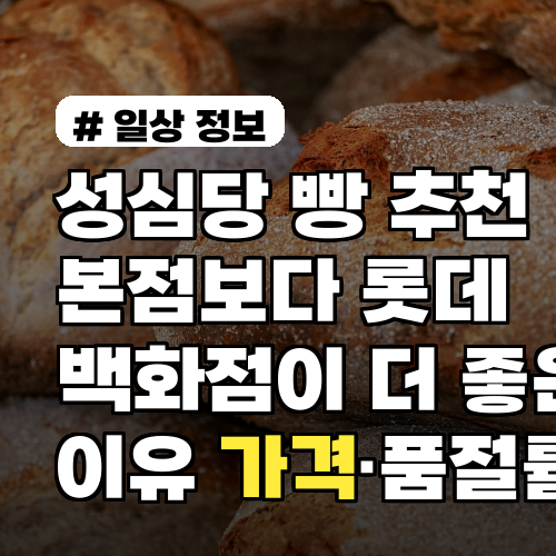 성심당 빵 추천 본점보다 롯데백화점이 더 좋은 이유 가격·품절률·포장차이 분석