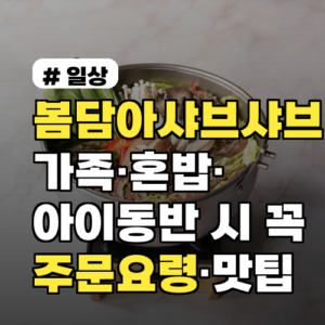 봄담아샤브샤브 가족·혼밥·아이동반 시 꼭 주의할 주문요령 맛 남기지 않는 팁 포함