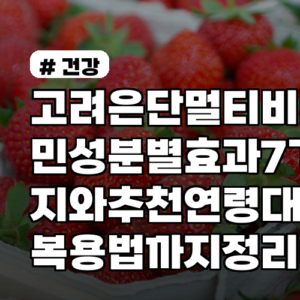 고려은단 멀티비타민 성분별 효과 7가지와 추천 연령대별 복용법까지 정리