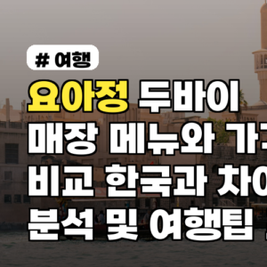 요아정 두바이 매장 메뉴와 가격 비교, 한국과 차이 분석 및 여행 팁 포함