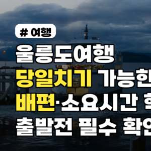 울릉도여행 당일치기 가능한가? 배편·소요시간 핵심 정리 출발 전 필수 확인사항