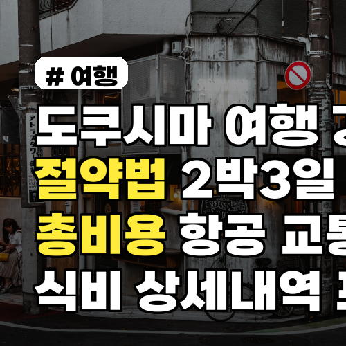도쿠시마 여행 경비 절약법 2박3일 총비용 항공 교통 식비 상세내역 포함