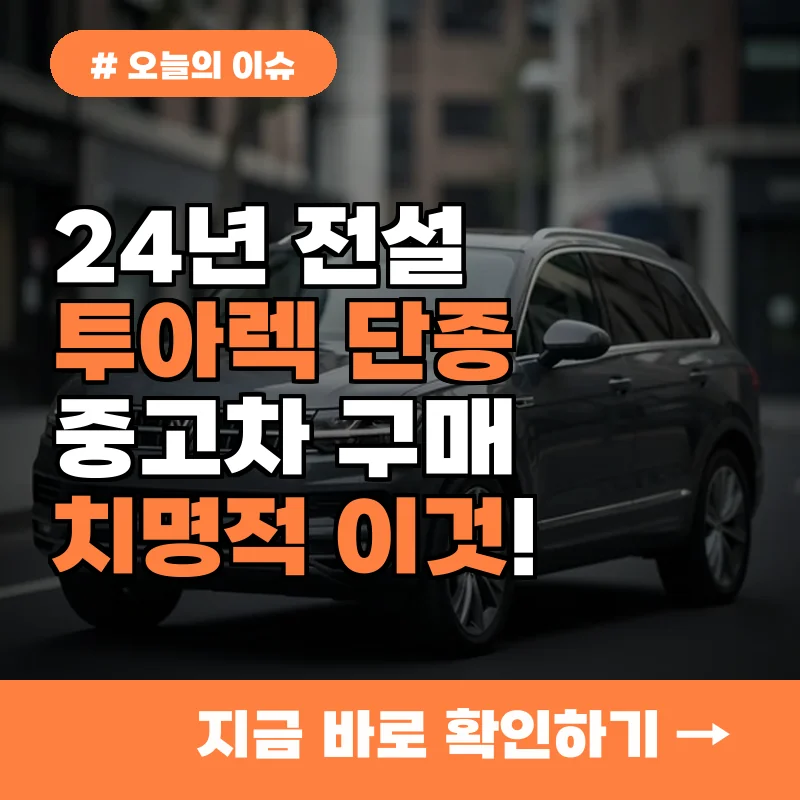 24년 전설 투아렉 단종, 중고차 구매 시 놓치면 안 될 치명적 이것!