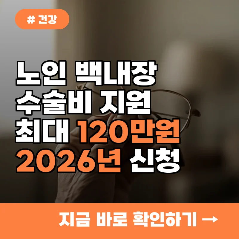 노인 백내장 수술비, 최대 120만원 지원! 2026년 어르신 안질환 지원금 신청법