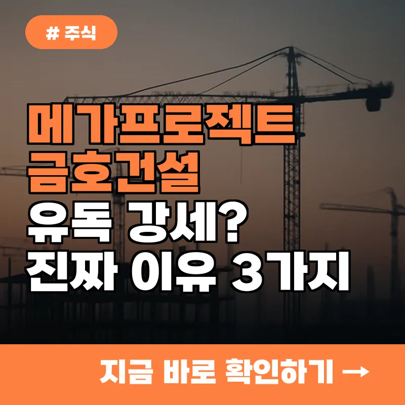 메가프로젝트, 건설주 중 금호건설만 유독 강세? 진짜 이유 3가지