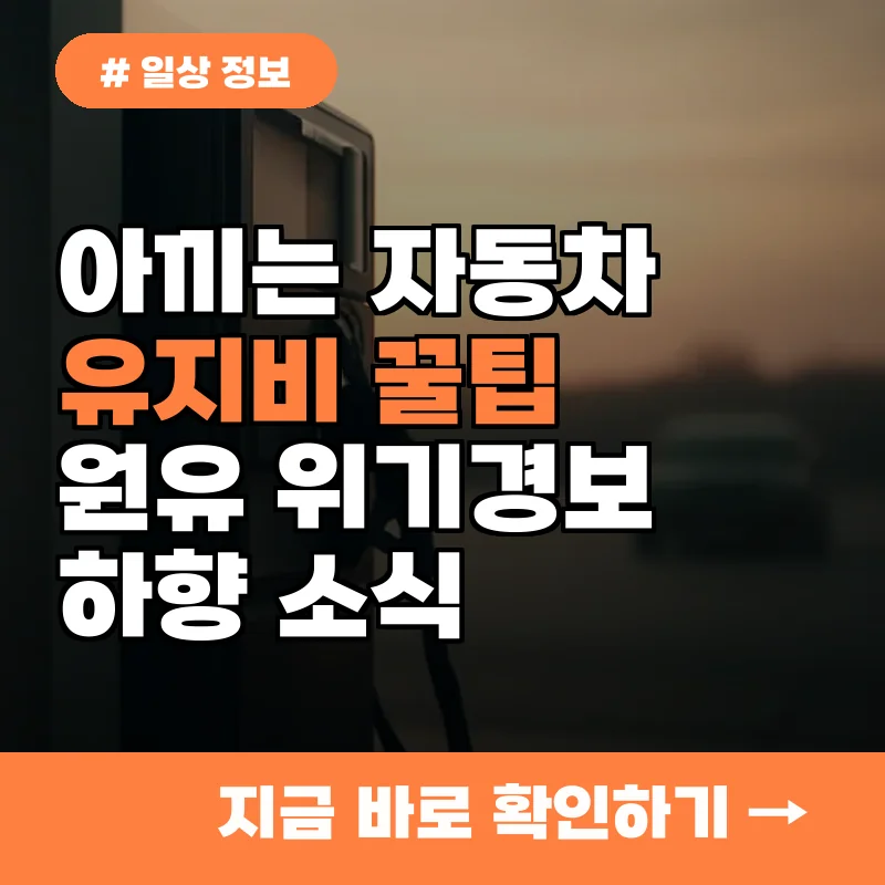 자차 소유자라면 주목! 원유 위기경보 하향으로 아끼는 자동차 유지비 꿀팁