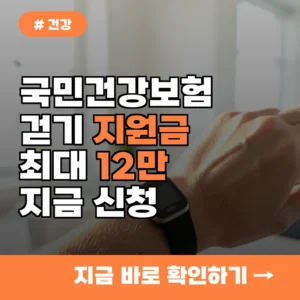 국민건강보험공단 걷기 지원금 12만원, 올해 대상자라면 당장 신청하세요