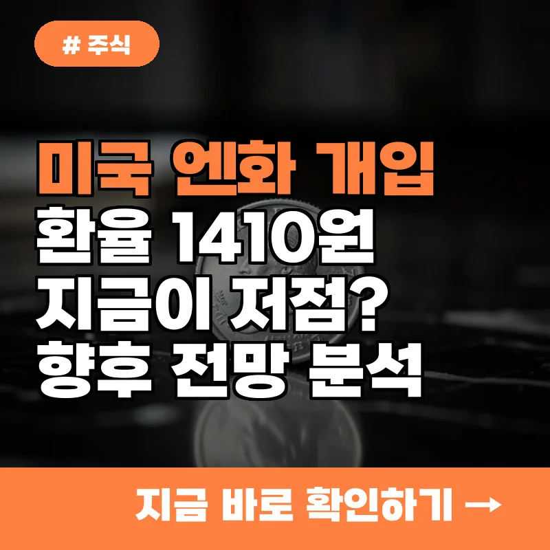 미국 엔화 개입 이후 원달러 환율 1,410원 터치, 지금이 저점일까?