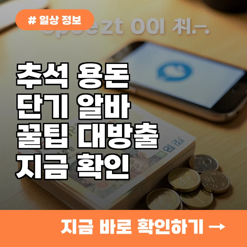 명절에 용돈 부족한 대학생들, 서울부산 추석 알바 찾는 꿀팁