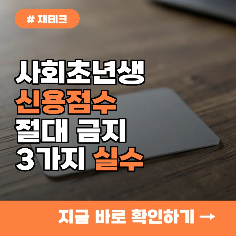 신용점수 관리, 2030 사회초년생이 절대 하면 안 되는 실수 3가지
