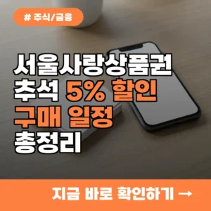 추석 전 마지막 기회! 서울사랑상품권 5% 할인 일정과 구매 한도 총정리