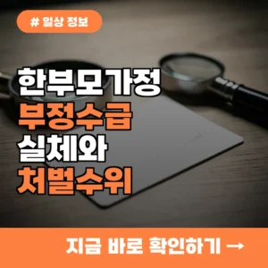 혼인신고 미루면 혜택? 한부모가정 부정수급의 실체와 처벌 수위