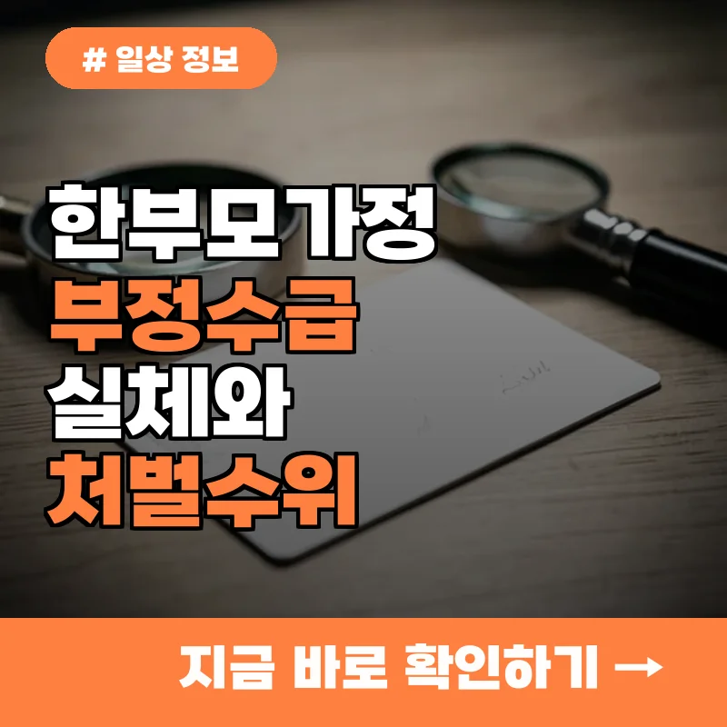 혼인신고 미루면 혜택? 한부모가정 부정수급의 실체와 처벌 수위